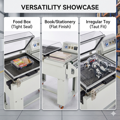 FM5540 Semi automatic 2in1 shrink mobile phone box and shoes shrink tape wrapping machine