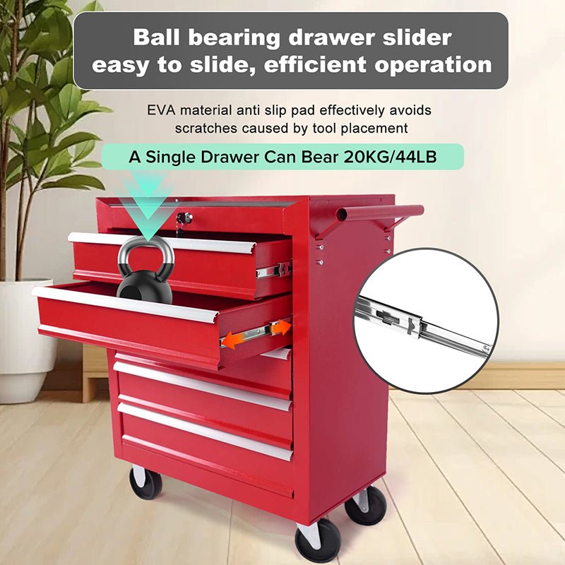 5 - Drawer Metal Rolling Tool Chest with Wheels,With Locking System