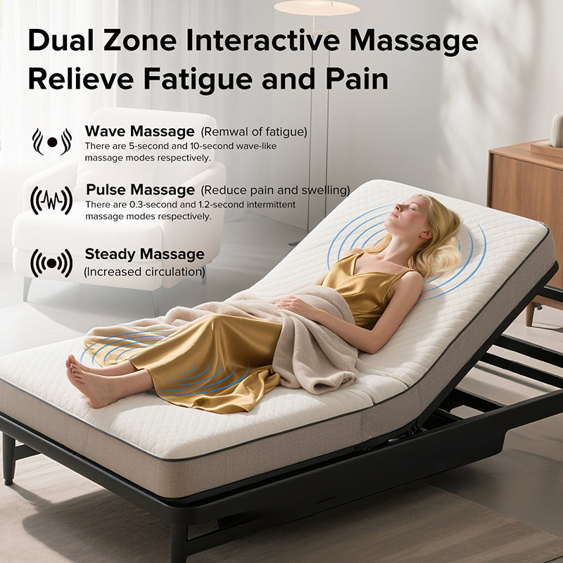 Adjustable Bed Frame with Massage Head & Foot Incline Twin XL Size Wireless Remote, two types of USB ports: Type-A and Type-C