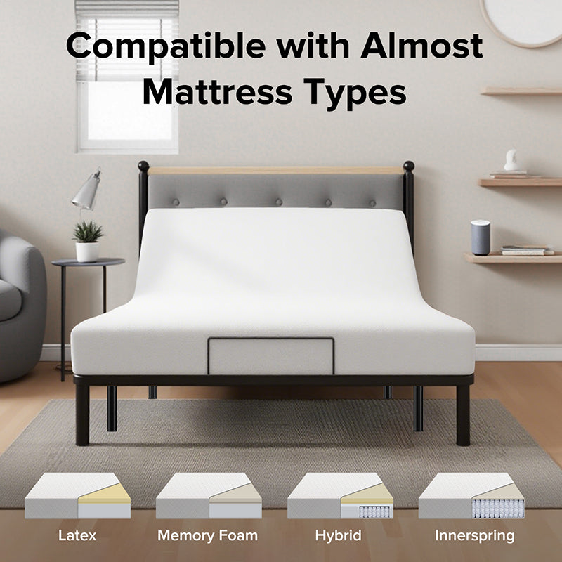 Adjustable Bed Frame with Massage Head & Foot Incline Twin XL Size Wireless Remote, two types of USB ports: Type-A and Type-C