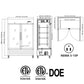 Commercial Refrigerator 2 Section 2 Glass Door Stainless Steel Display Refrigerator 42.2 Cu.ft. Reach-in Merchandising Refrigerator