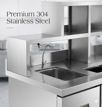 Bubble tea bar milk tea bar counter with refrigeration and boba bar equipment