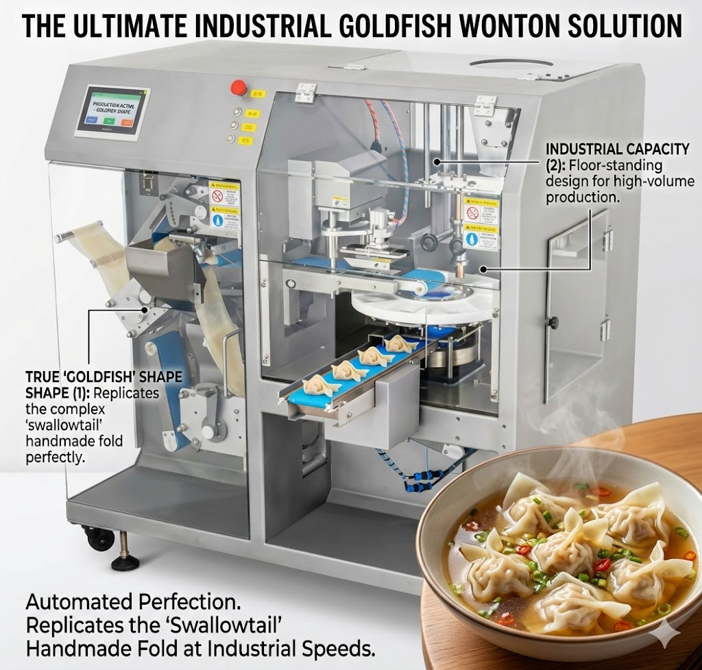 Automatic Goldfish Wonton Machine | Industrial Swallowtail Dumpling Maker