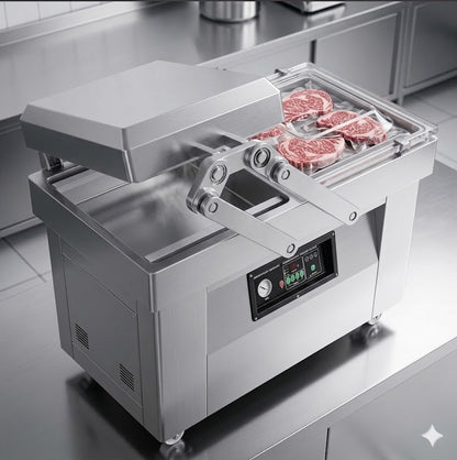 Stainless Steel Double Chamber Vacuum Sealer for Meat & Commercial Kitchen