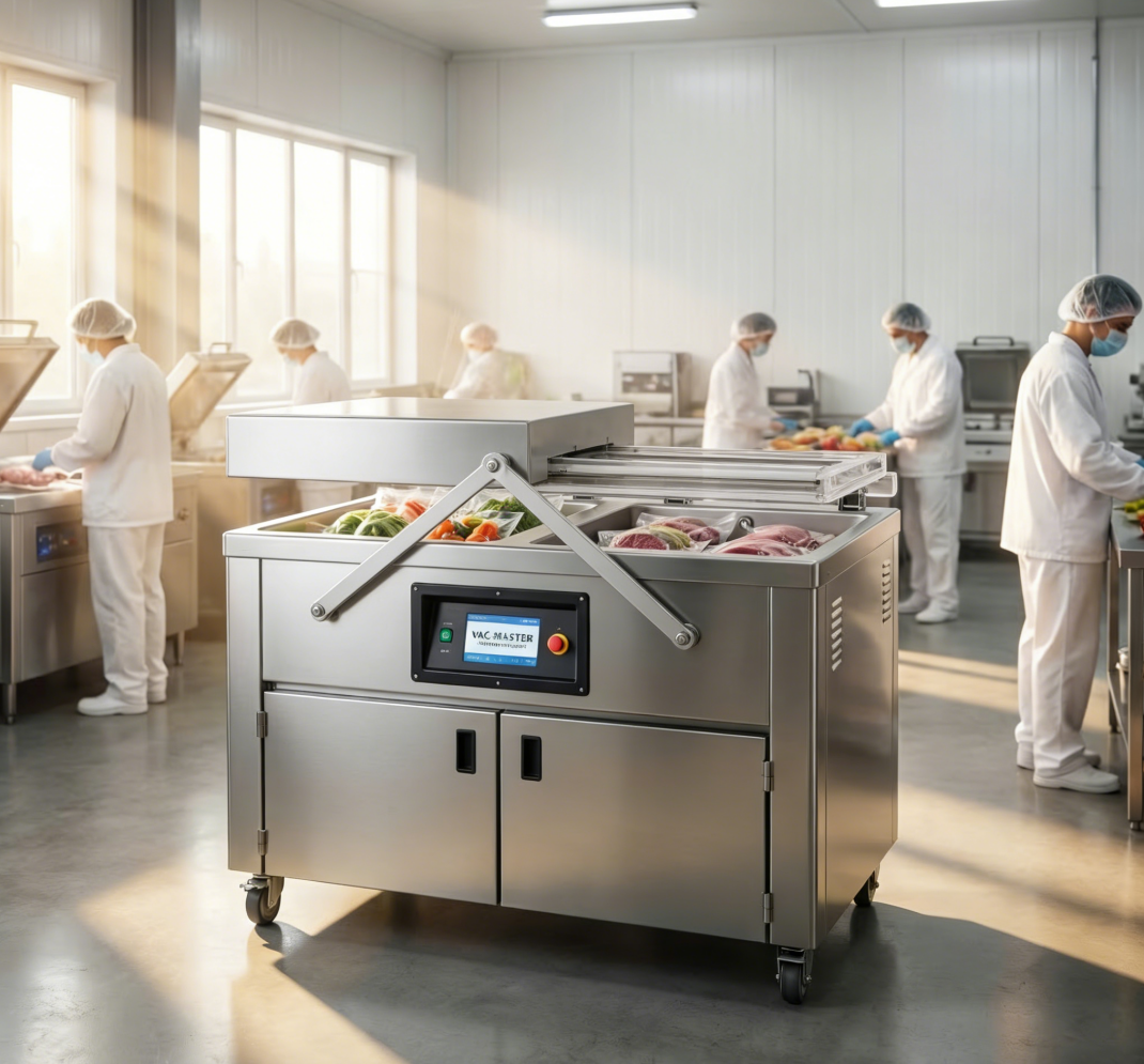 Stainless Steel Double Chamber Vacuum Sealer for Meat & Commercial Kitchen