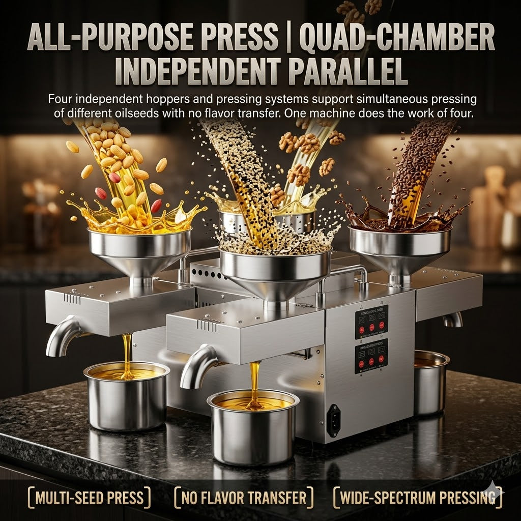 Commercial small portable 4-head oil press for household use
