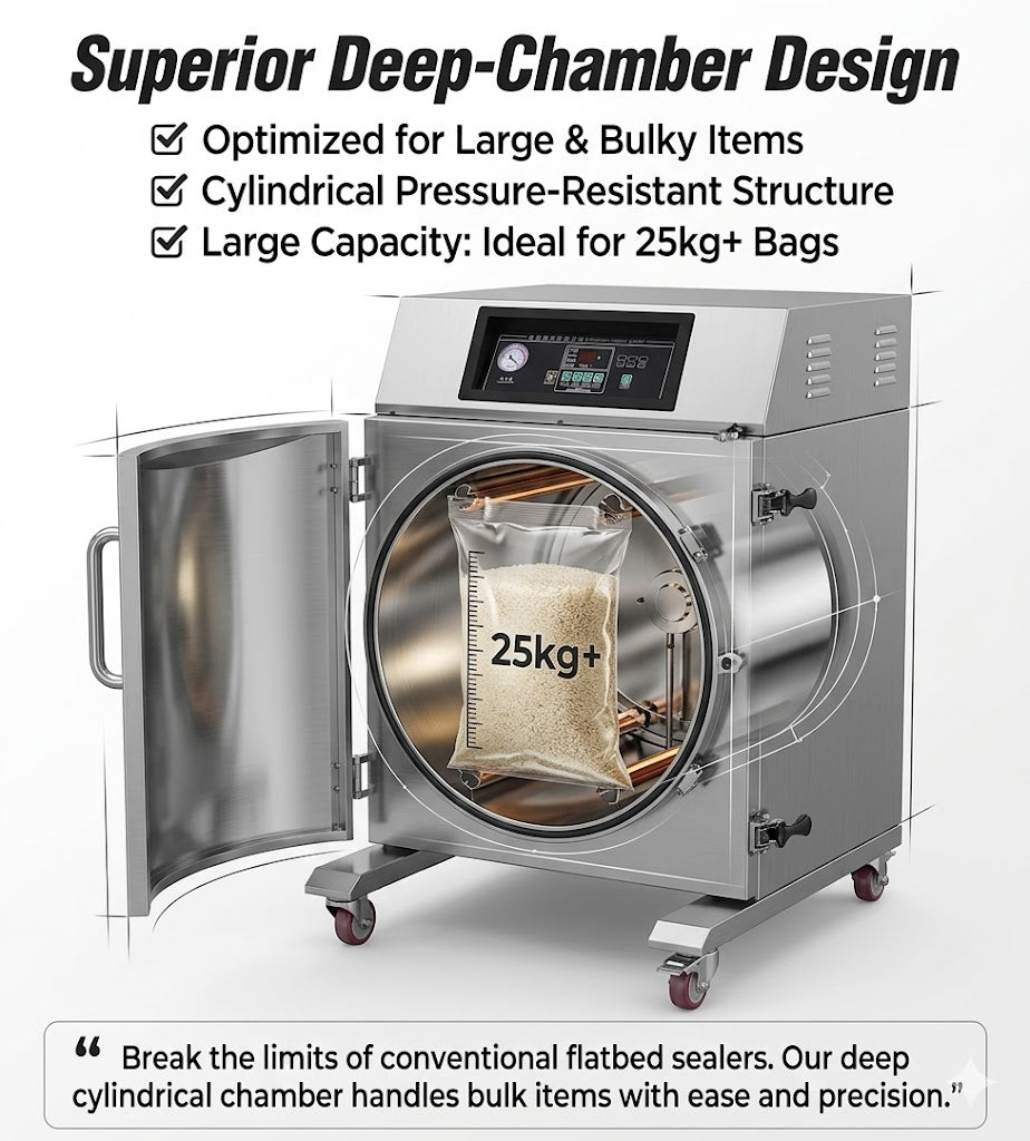 Arc shaped large capacity powder food vacuum packaging machine