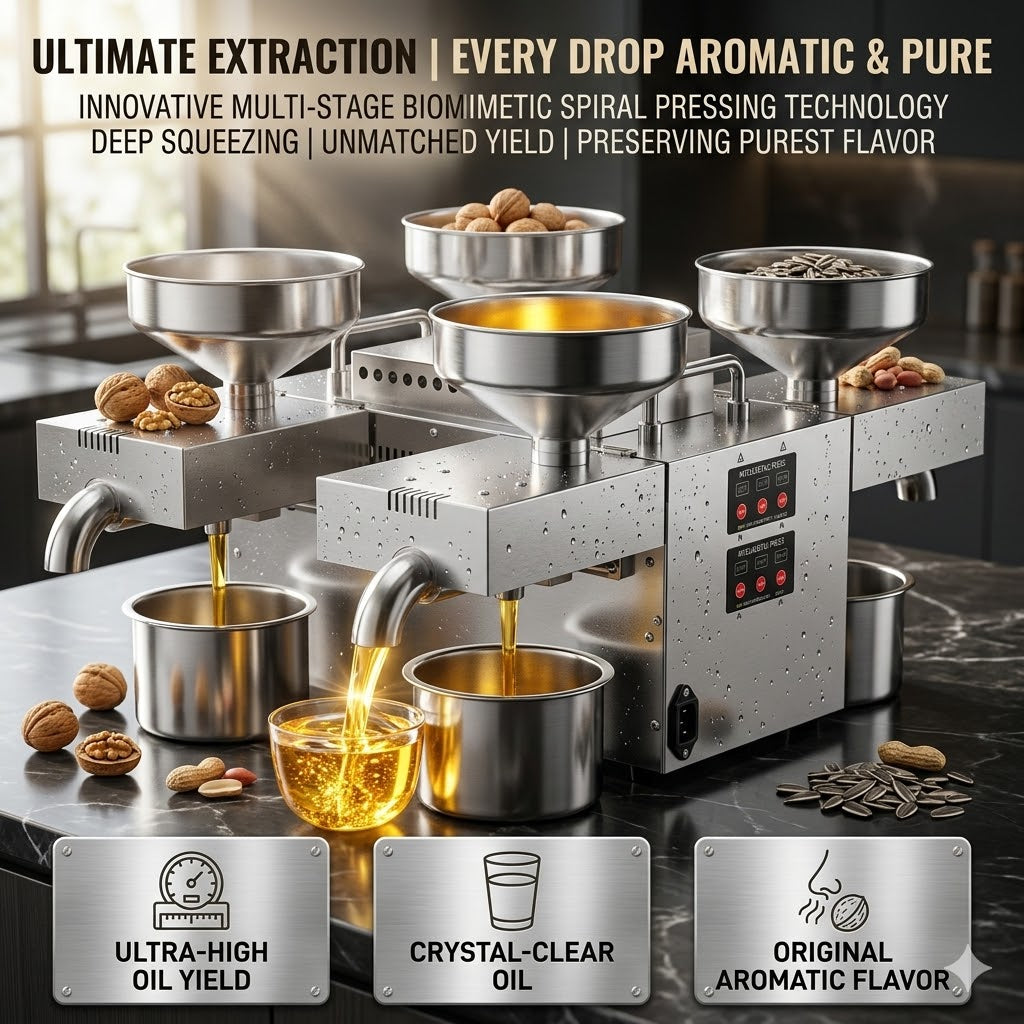 Commercial small portable 4-head oil press for household use