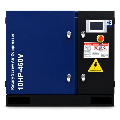 10HP Rotary Screw Air Compressor, 34CFM, 125PSI, 460V 3PHASE 60HZ, Fixed Speed Compressor, Industrial-Grade, Heavy Duty Air Compressed System