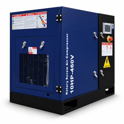 10HP Rotary Screw Air Compressor, 34CFM, 125PSI, 460V 3PHASE 60HZ, Fixed Speed Compressor, Industrial-Grade, Heavy Duty Air Compressed System