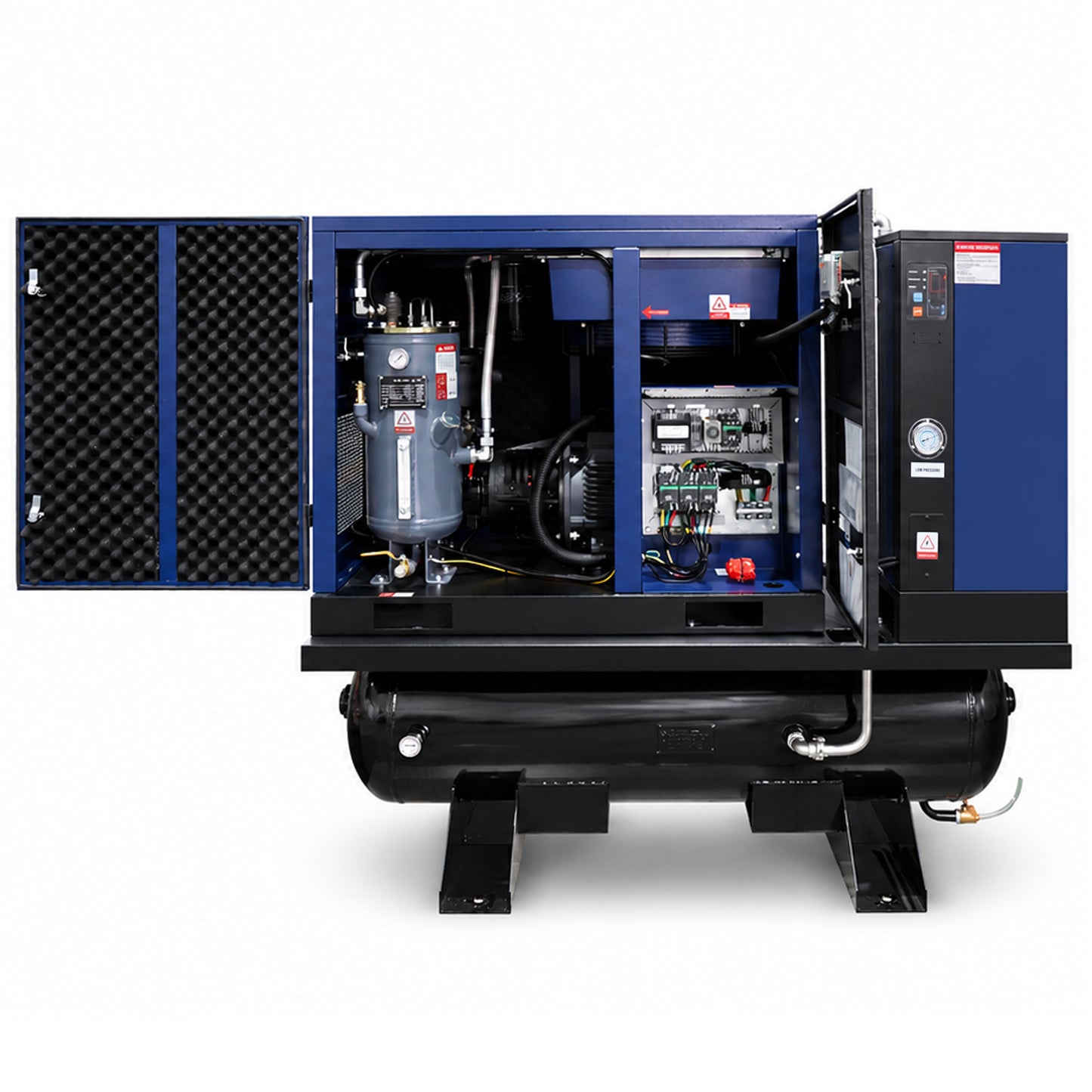 20HP Combined Rotary Screw Air Compressor with Dryer & 68.7-Gal ASME Tank – 74CFM, 125PSI, 230V 3PHASE 60HZ Heavy Duty Air Compressed System – Industrial Grade, 4-in-1