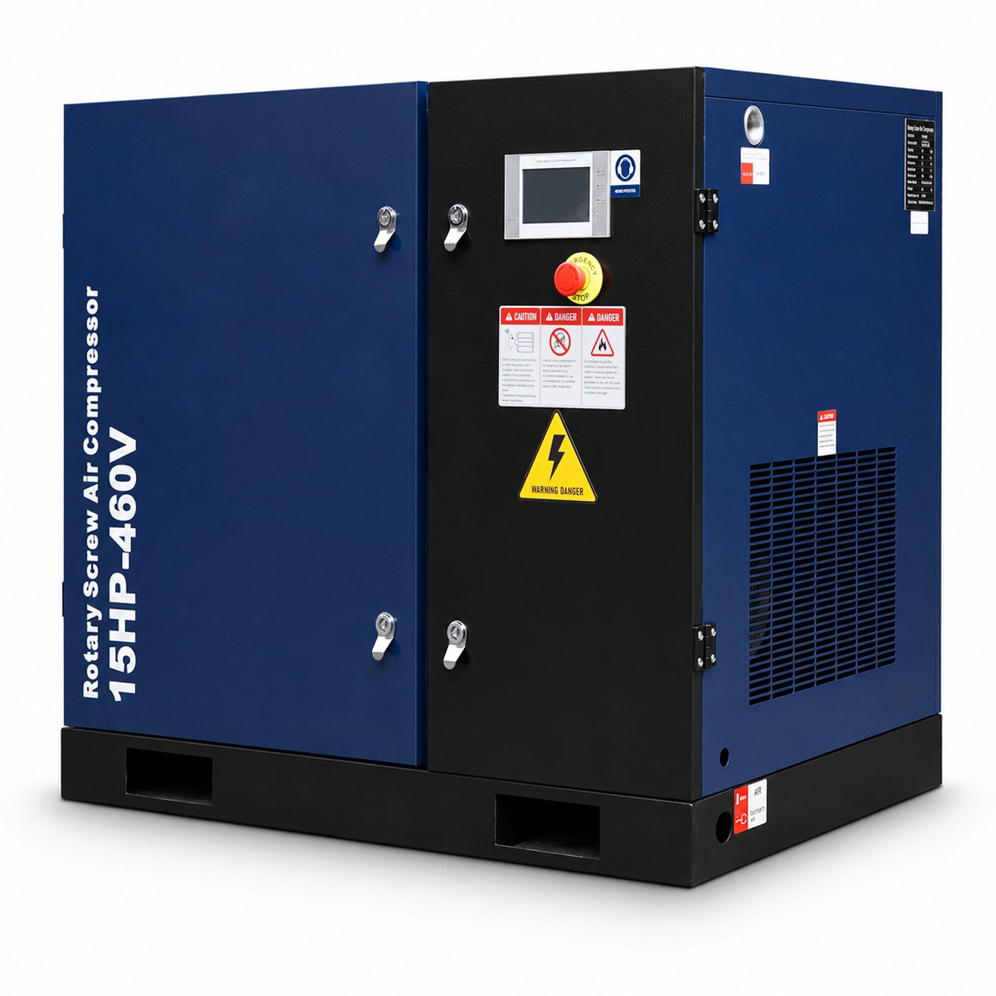 15HP Rotary Screw Air Compressor, 56 CFM, 125PSI, 460V 3PHASE 60HZ, Fixed Speed Compressor, Industrial-Grade, Heavy Duty Air Compressed System