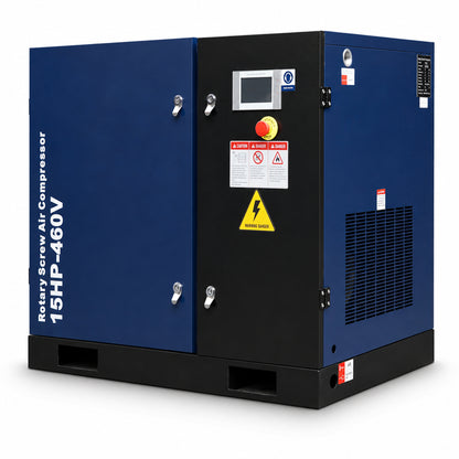 15HP Rotary Screw Air Compressor, 56 CFM, 125PSI, 460V 3PHASE 60HZ, Fixed Speed Compressor, Industrial-Grade, Heavy Duty Air Compressed System