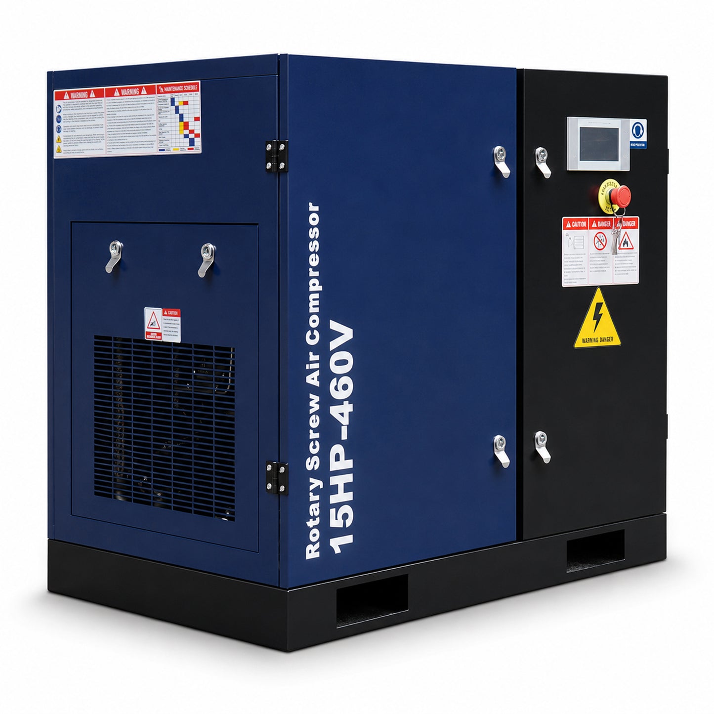 15HP Rotary Screw Air Compressor, 56 CFM, 125PSI, 460V 3PHASE 60HZ, Fixed Speed Compressor, Industrial-Grade, Heavy Duty Air Compressed System