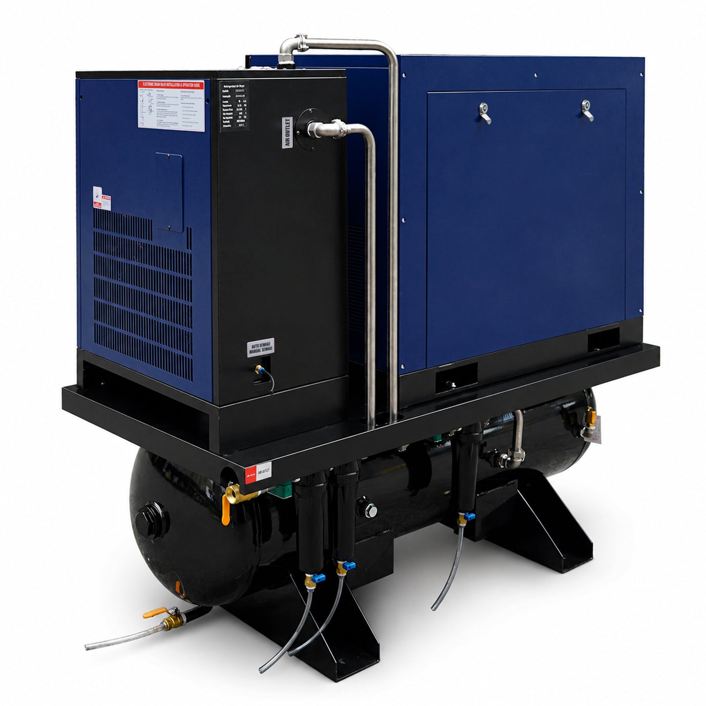20HP Combined Rotary Screw Air Compressor with Dryer & 68.7-Gal ASME Tank – 74CFM, 125PSI, 460V 3PHASE 60HZ Heavy Duty Air Compressed System – Industrial Grade, 4-in-1