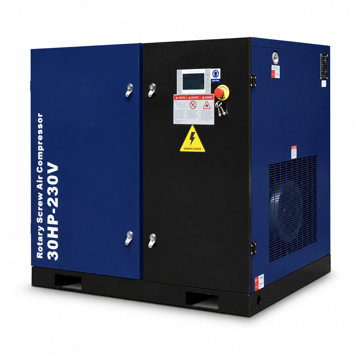 30HP Rotary Screw Air Compressor, 123CFM, 125PSI, 230V 3PHASE 60HZ, Fixed Speed Compressor, Industrial-Grade, Heavy Duty Air Compressed System
