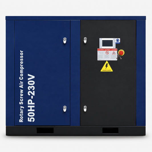 50HP Rotary Screw Air Compressor, 219CFM, 125PSI, 230V 3PHASE 60HZ, Fixed Speed Compressor, Industrial-Grade, Heavy Duty Air Compressed System