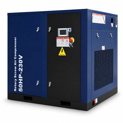 50HP Rotary Screw Air Compressor, 219CFM, 125PSI, 230V 3PHASE 60HZ, Fixed Speed Compressor, Industrial-Grade, Heavy Duty Air Compressed System