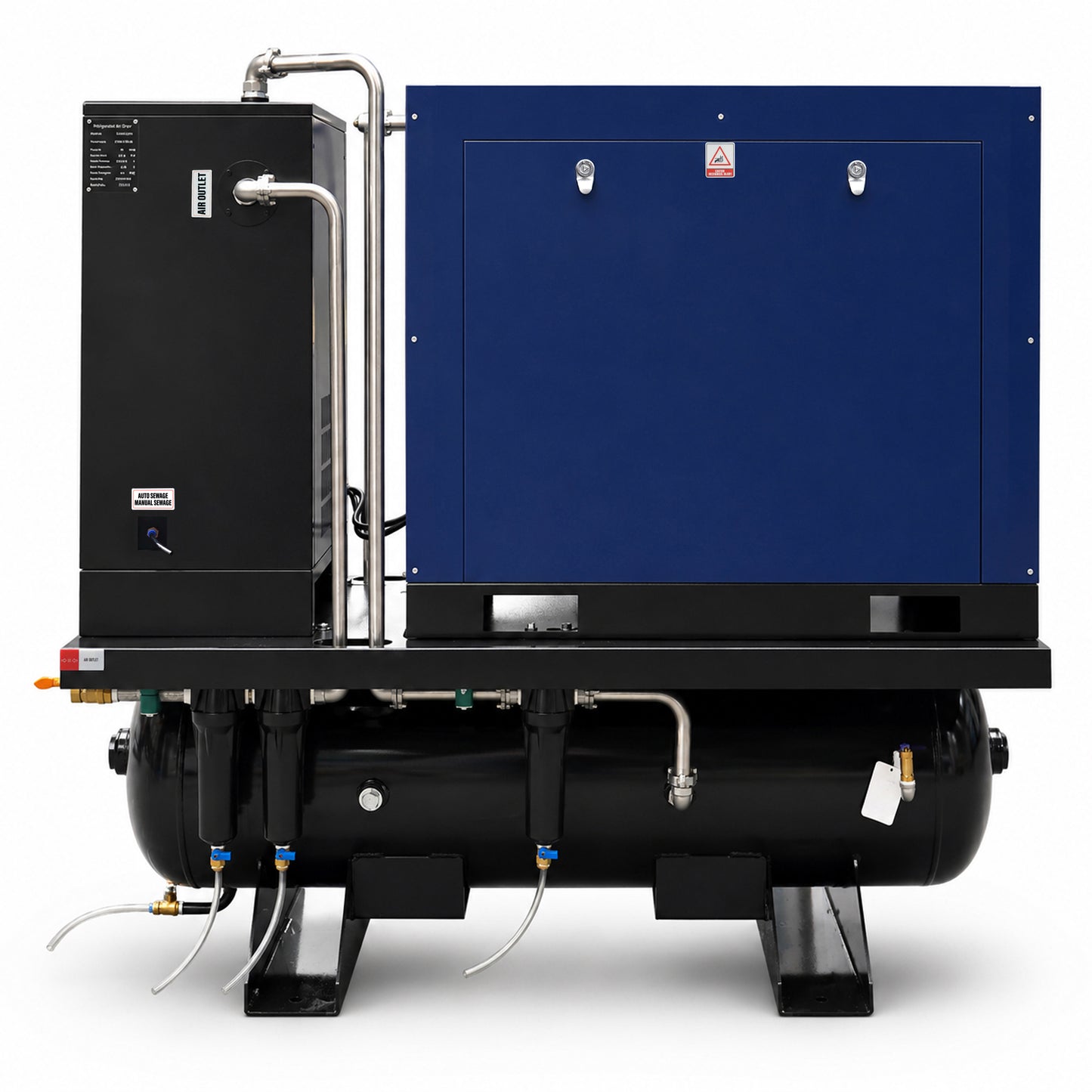 15HP Combined Rotary Screw Air Compressor with Dryer & 68.7-Gal ASME Tank – 125PSI, 230V 3PHASE 60HZ Heavy Duty Air Compressed System – Industrial Grade, 4-in-1