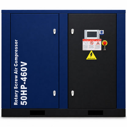 50HP Rotary Screw Air Compressor, 219CFM, 125PSI, 460V 3PHASE 60HZ, Fixed Speed Compressor, Industrial-Grade, Heavy Duty Air Compressed System