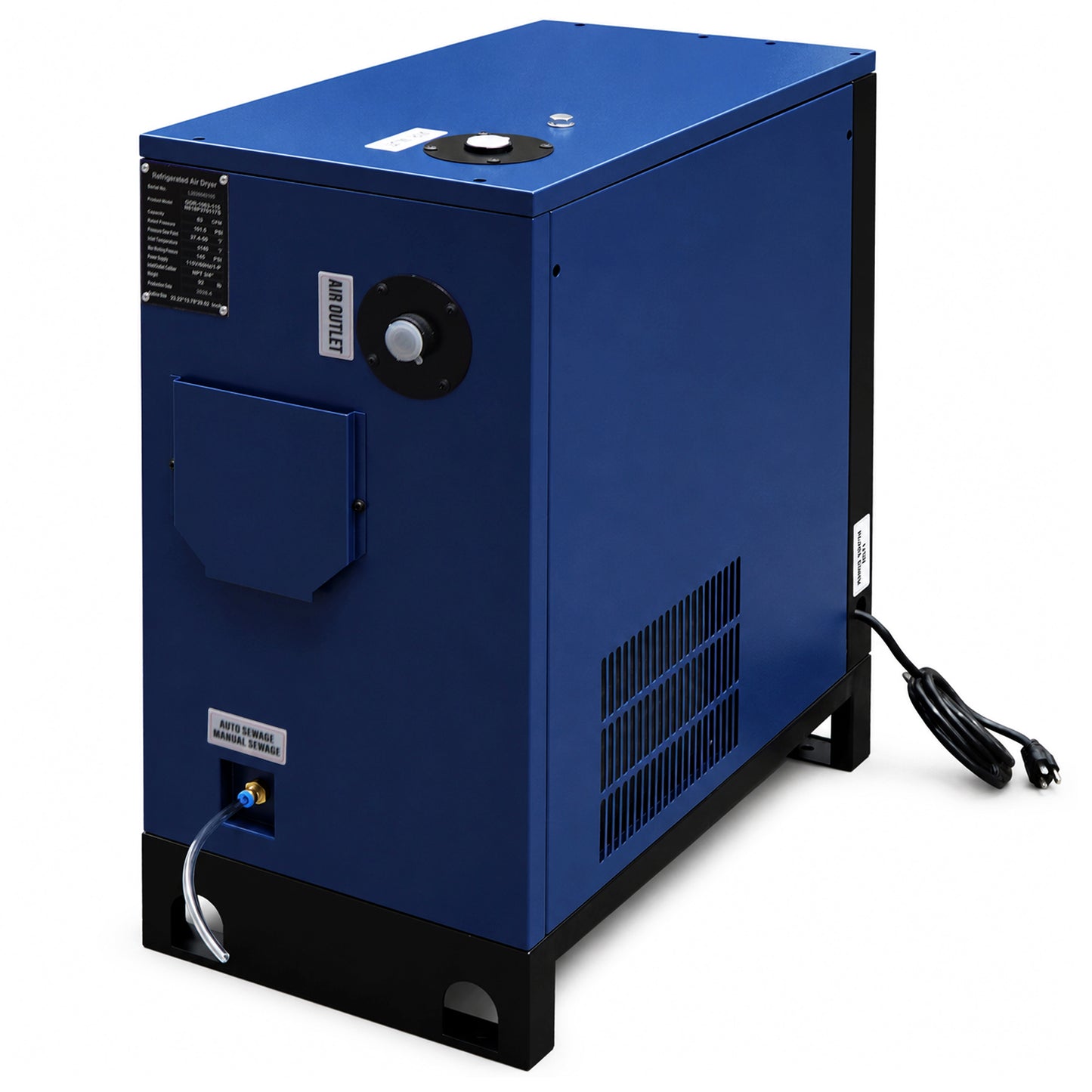 63CFM Refrigerated Air Dryer for 10HP & 15HP Air Compressors, 1PHASE 115V, Refrigerated Air Compressor Dryer, Compressed Air Systems, Industrial Refrigerated Compressed Air Dryer