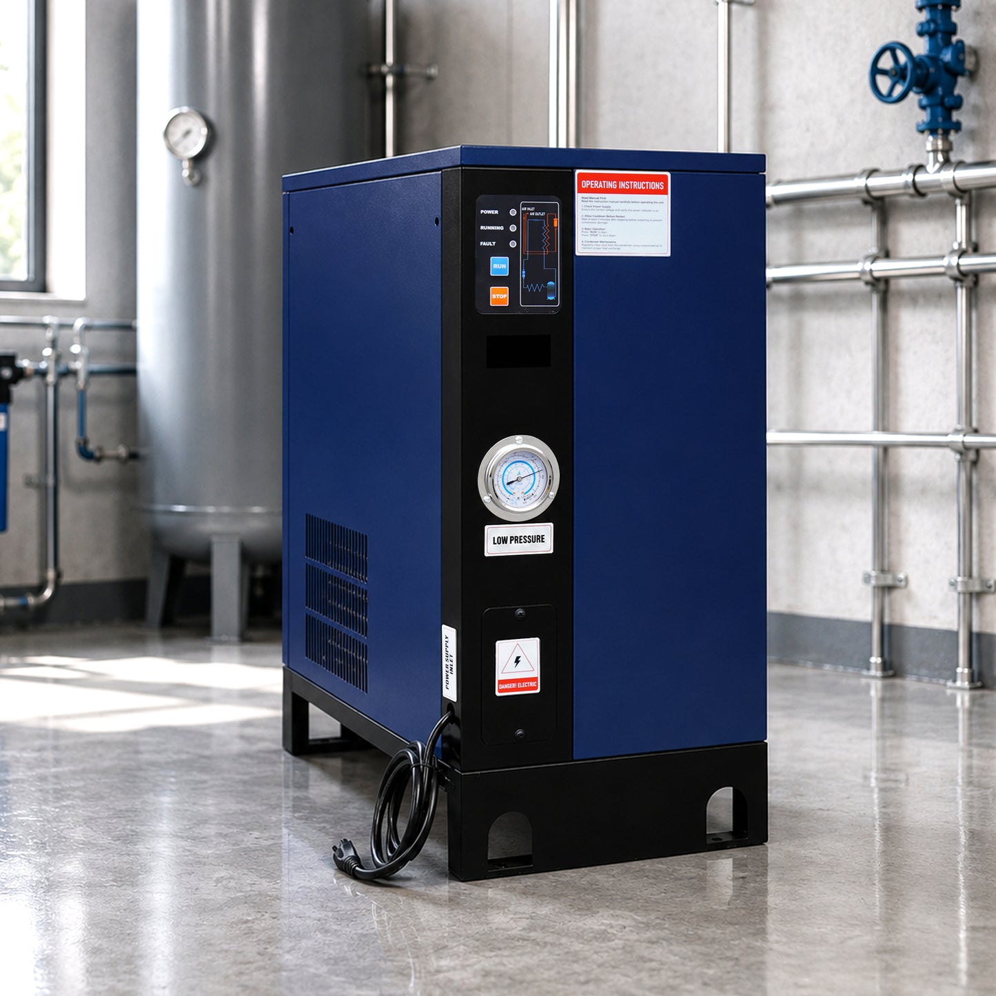 63CFM Refrigerated Air Dryer for 10HP & 15HP Air Compressors, 1PHASE 115V, Refrigerated Air Compressor Dryer, Compressed Air Systems, Industrial Refrigerated Compressed Air Dryer