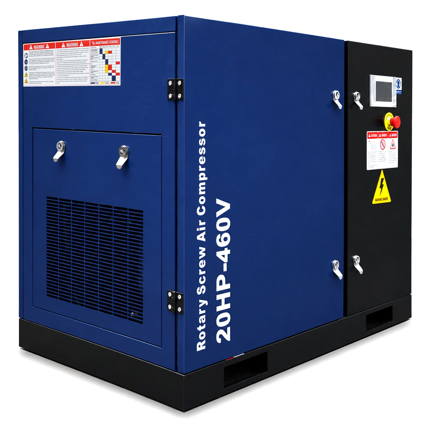 20HP Rotary Screw Air Compressor, 74CFM, 125PSI, 460V 3PHASE 60HZ, Fixed Speed Compressor, Industrial-Grade, Heavy Duty Air Compressed System