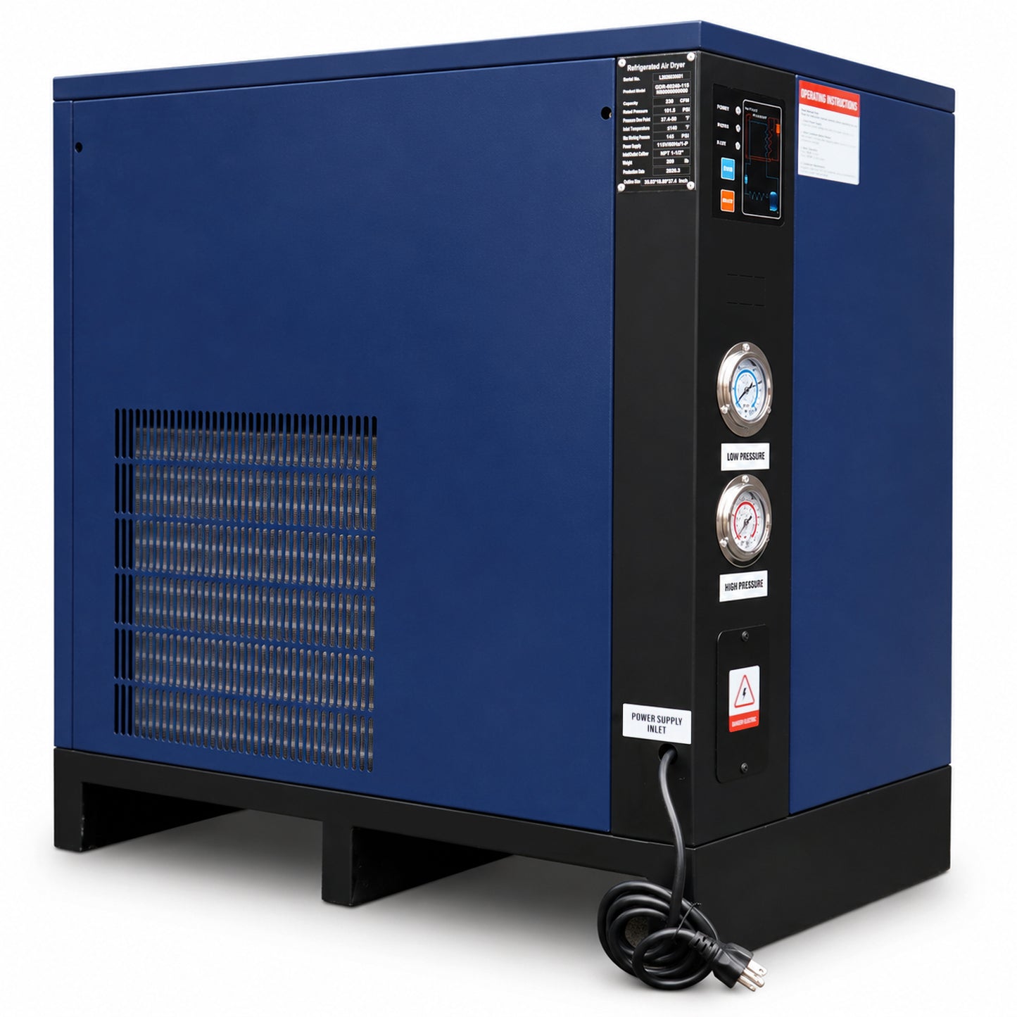 240CFM Refrigerated Air Dryer for 50HP Air Compressors, 1 PHASE 115V, Refrigerated Air Compressor Dryer, Compressed Air Systems, Industrial Refrigerated Compressed Air Dryer