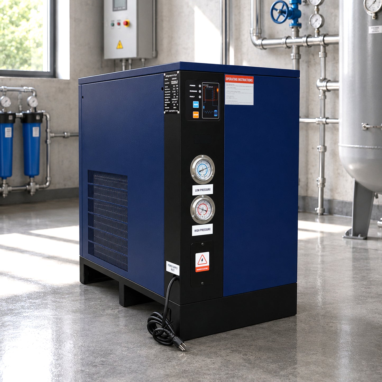 240CFM Refrigerated Air Dryer for 50HP Air Compressors, 1 PHASE 115V, Refrigerated Air Compressor Dryer, Compressed Air Systems, Industrial Refrigerated Compressed Air Dryer