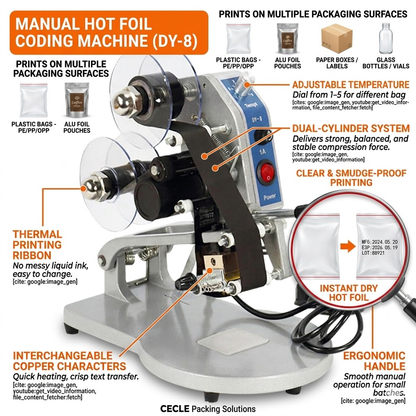 date coding machine DY-8 Color ribbon hot date printing machine,manual date printer coding machine,Typography