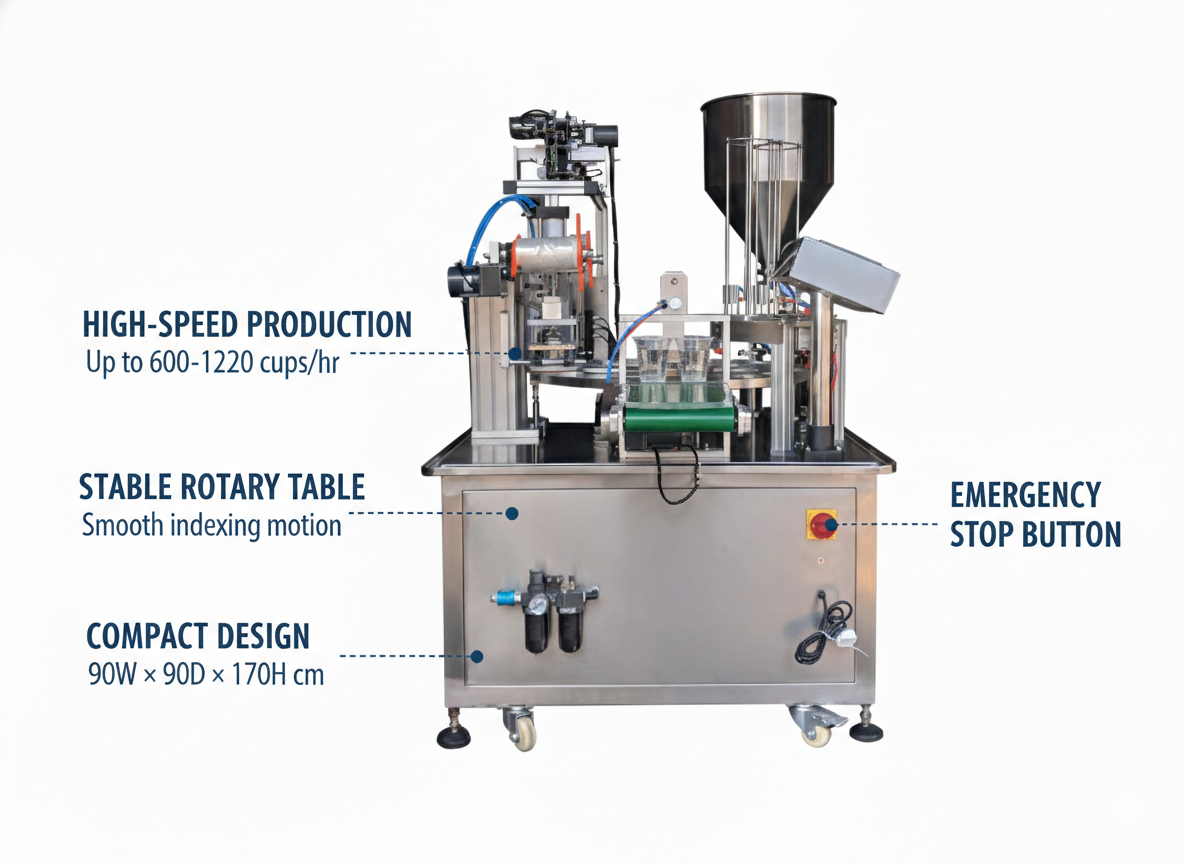 Cup filling machine, Fully Automatic Water Cup Filling And Sealing Machine , Rotary Yogurt Cup Packaging Machine For Liquid/Paste