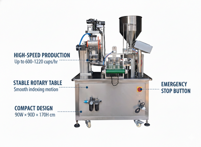 Cup filling machine, Fully Automatic Water Cup Filling And Sealing Machine , Rotary Yogurt Cup Packaging Machine For Liquid/Paste