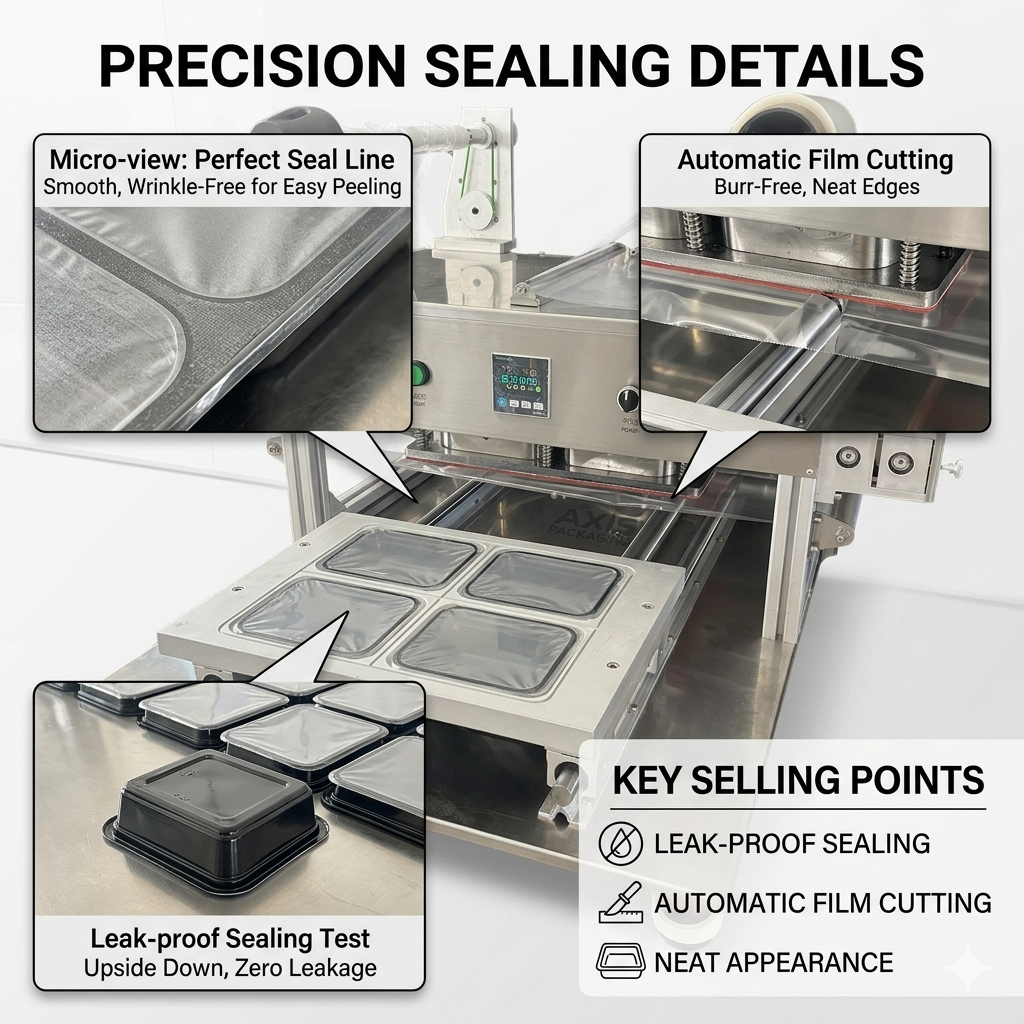 Tray Sealer, Table Top Plastic Meal Food Tray Sealing Machine, Tray Sealers Food Packaging, Ready Meal Sealing Machine