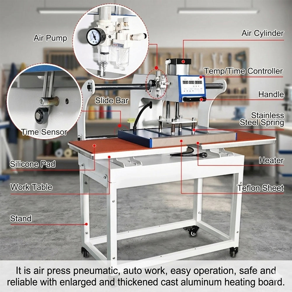 40*60cm Up-Slided Double Station Pneumatic Heat Press Machine, Heat Press Printing Machine For T-shirt
