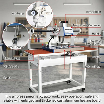 40*60cm Up-Slided Double Station Pneumatic Heat Press Machine, Heat Press Printing Machine For T-shirt