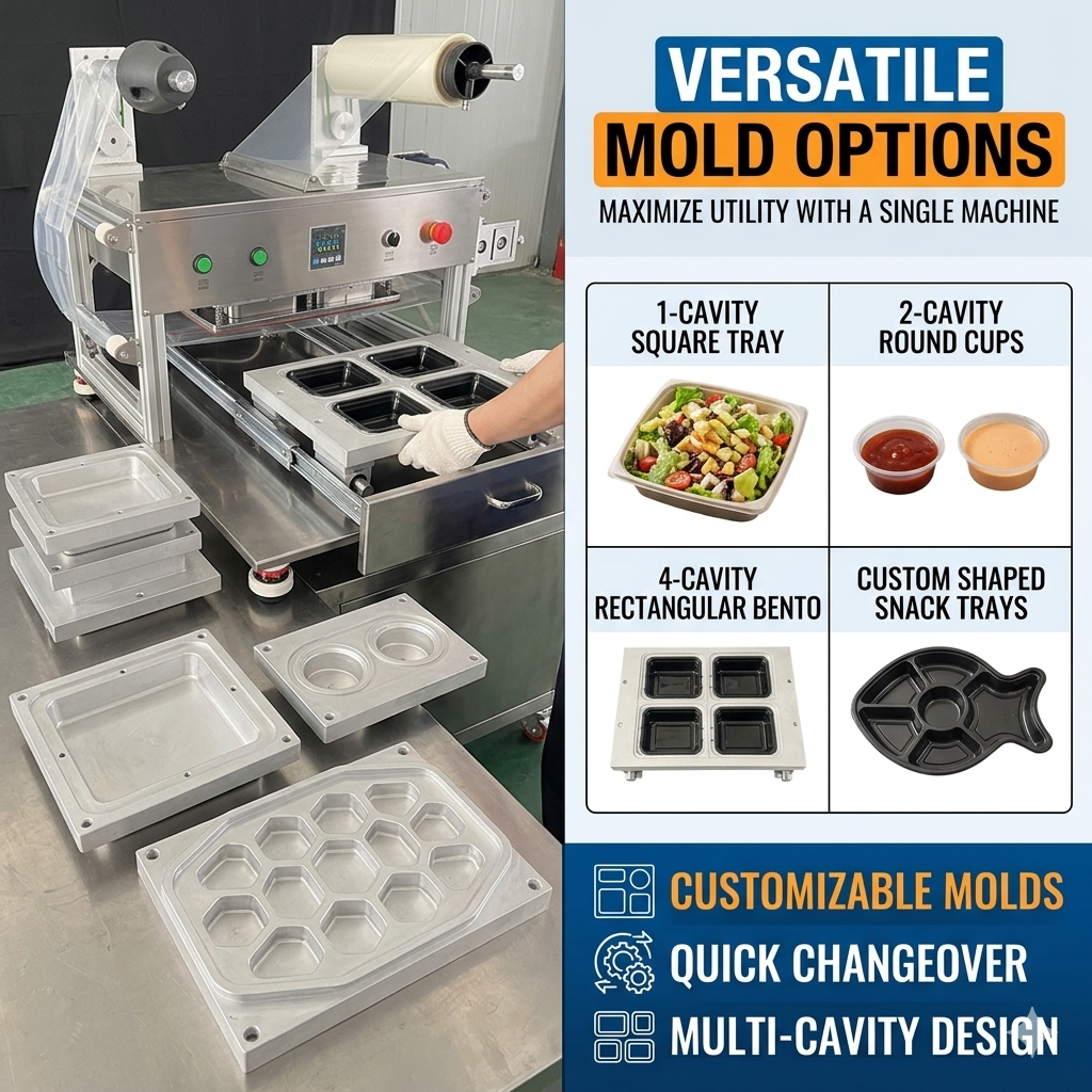 Tray Sealer, Table Top Plastic Meal Food Tray Sealing Machine, Tray Sealers Food Packaging, Ready Meal Sealing Machine