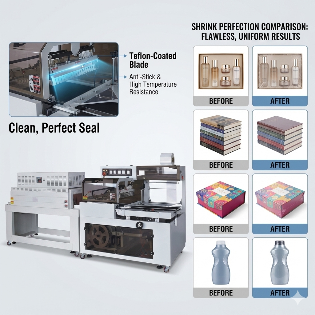 Shrink wrapper, L-bar sealer machine, automatic heat shrink carton orbital wrapping machine, fully automatic boxes shrink wrap packaging machine