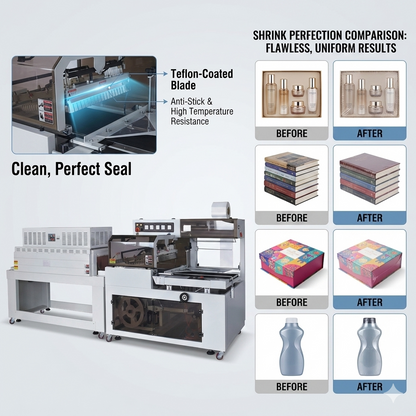 Shrink wrapper, L-bar sealer machine, automatic heat shrink carton orbital wrapping machine, fully automatic boxes shrink wrap packaging machine