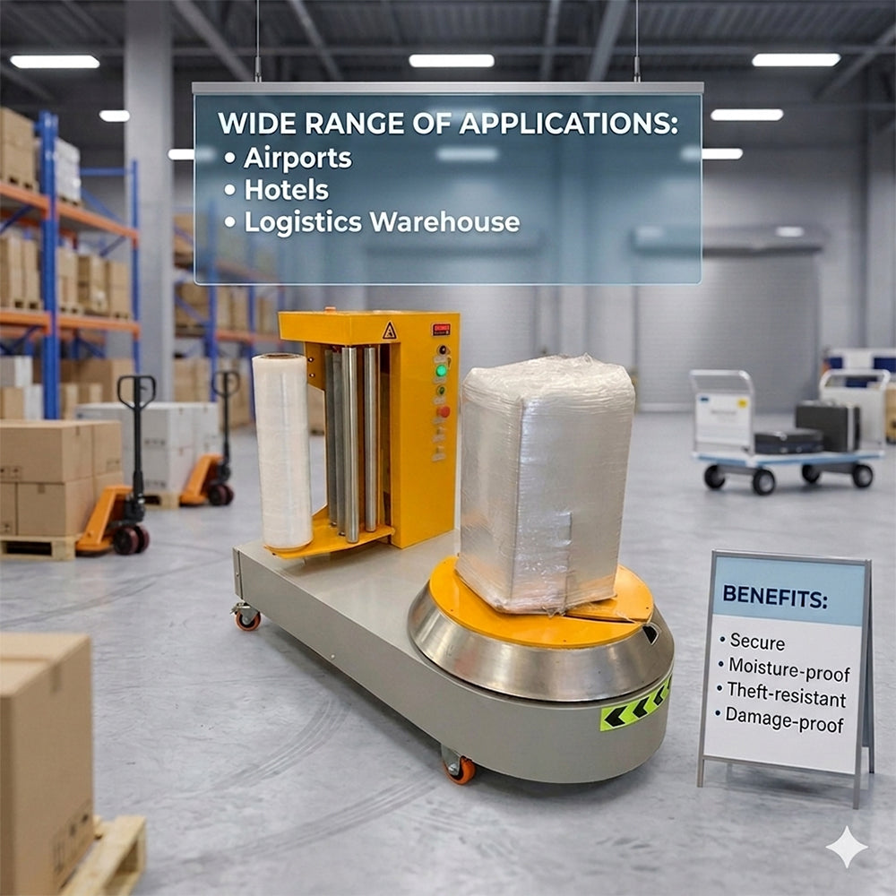 LP600S Small Airport Luggage Stretch Wrapping Packing Wrapper Machine, Baggage Stretch Wrapping Machine