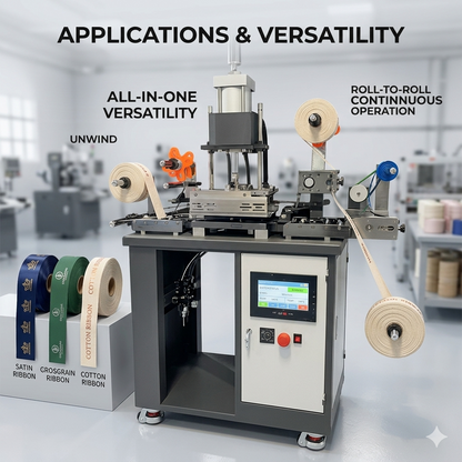 Ribbon roll hot stamping machine, Continuous ribbon rolling gilding hot stamping machine , roll to roll hot foil stamping machine