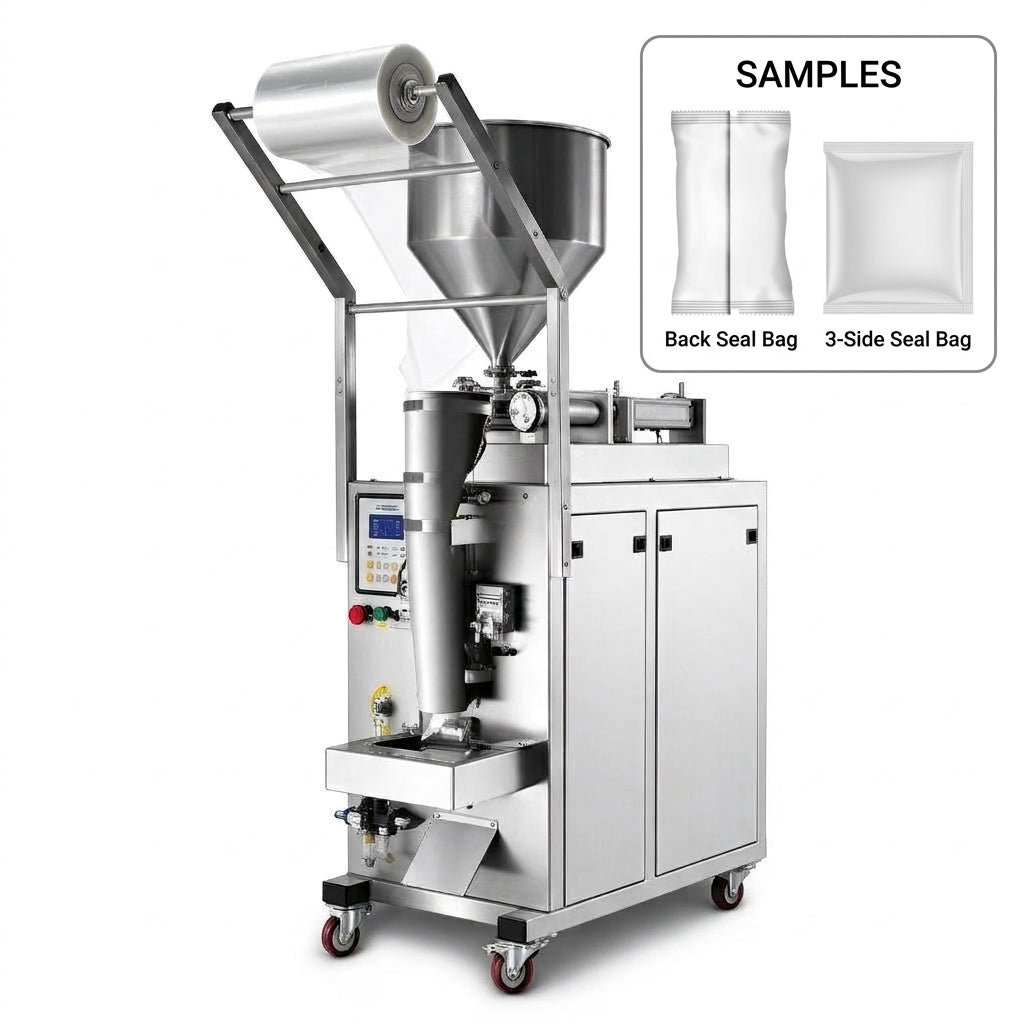 Automatic sachet filling and sealing machine for sauce and cosmetics packaging