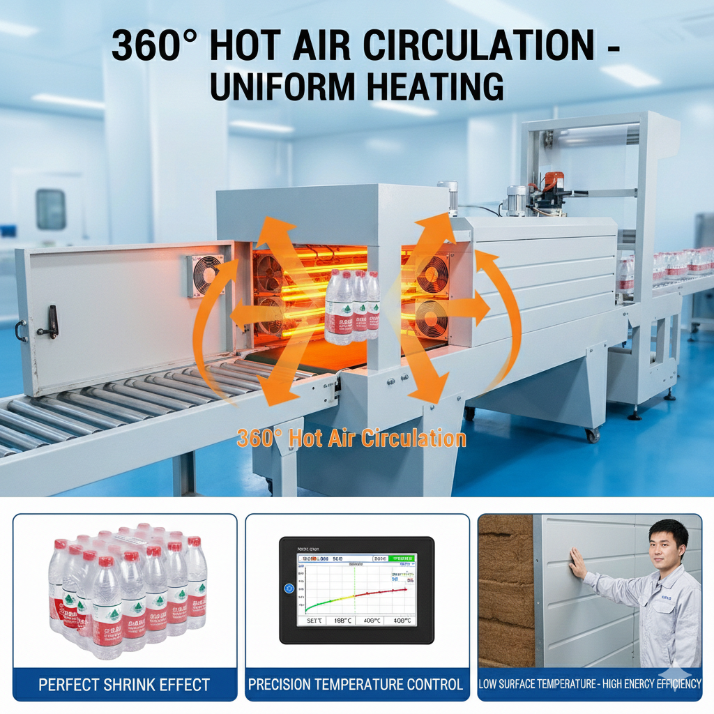 BZJ-5038+BSE5040A Semi automatic Mineral water PET bottle and carton box shrink wrap machine