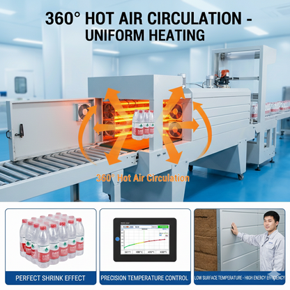 BZJ-5038+BSE5040A Semi automatic Mineral water PET bottle and carton box shrink wrap machine