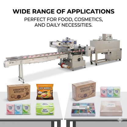 Shrink wrap machine, High speed automatic flow packing shrinking machine, shrink packaging machine for boxes/balls/tape rolls