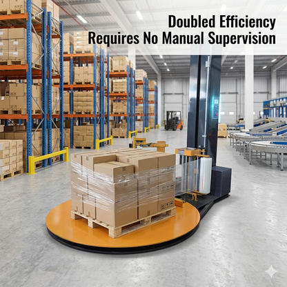 Macchina avvolgitrice per pallet completamente automatica con telecomando, con funzione di taglio automatico della pellicola