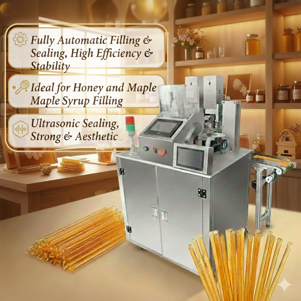 Honey stick machine, Automatic Honey Straw Filling & Sealing Machine, Maple syrups straw filling machine