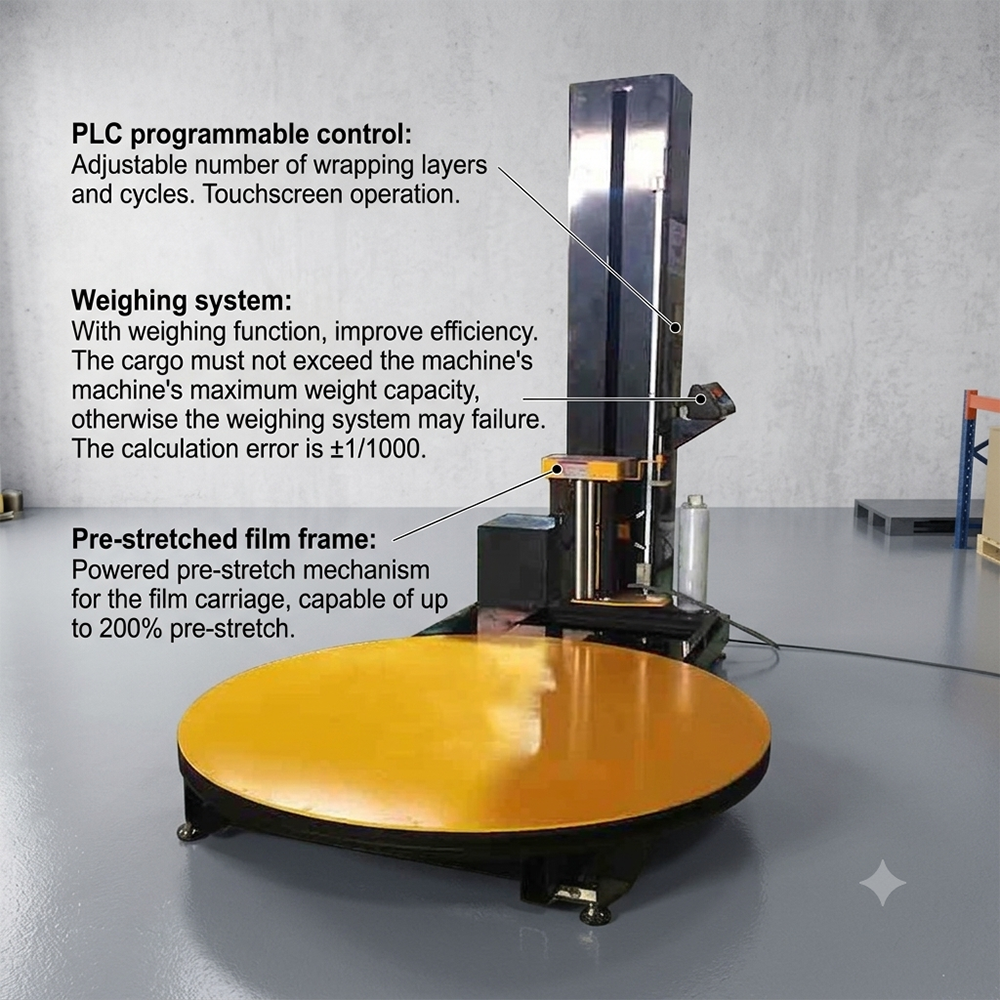 Macchina avvolgitrice per pallet con pellicola estensibile, macchina per imballaggio di scatole di cartone e pallet con pellicola estensibile 