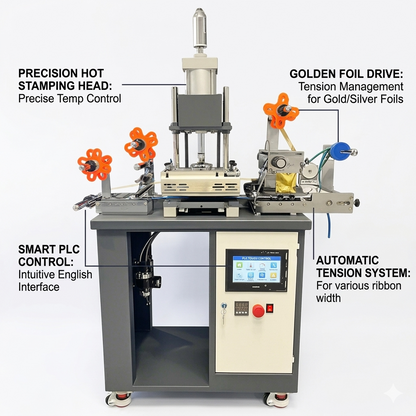 Ribbon roll hot stamping machine, Continuous ribbon rolling gilding hot stamping machine , roll to roll hot foil stamping machine