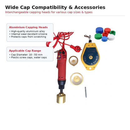 Handheld Electric Bottle Capping Machine with Spring Balancer | Plastic Screw Cap Tightener