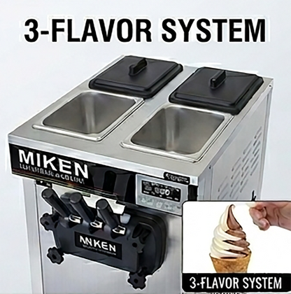 High Efficiency Desktop Soft Serve Machine, 3 Flavors, Stainless Steel for Cafes & Restaurants